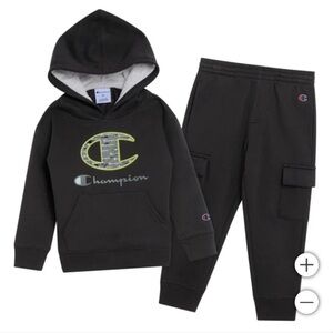 Champion Black Hoodie and Jogger Set with Logo